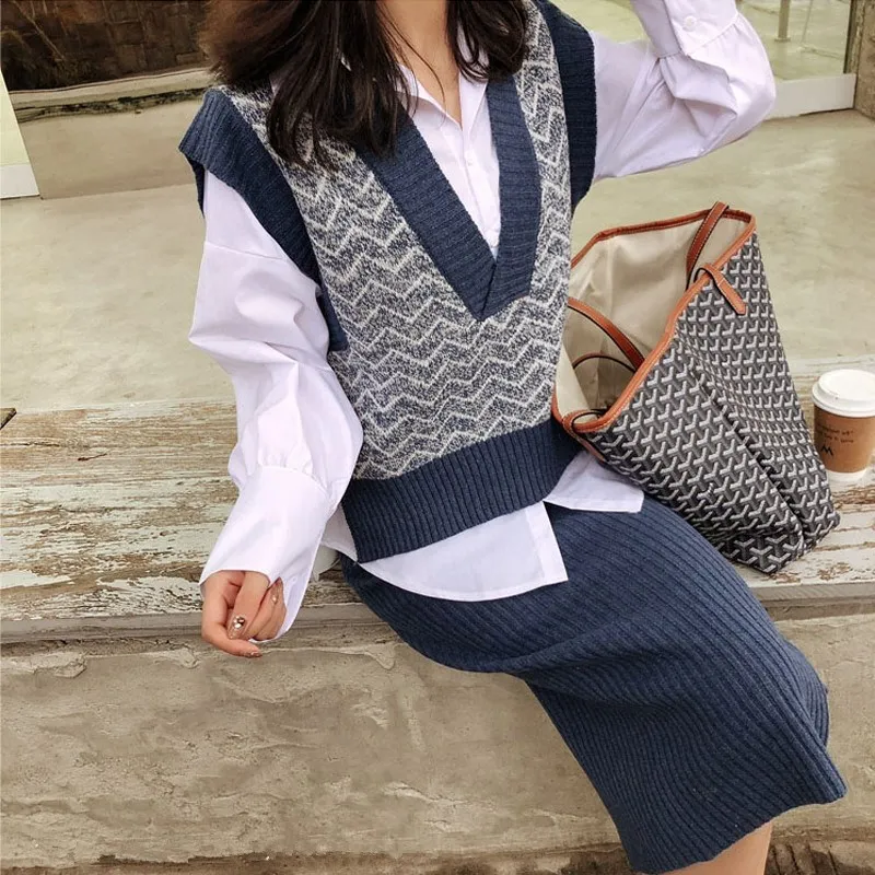 Two-Piece Temperament Sweater Vest