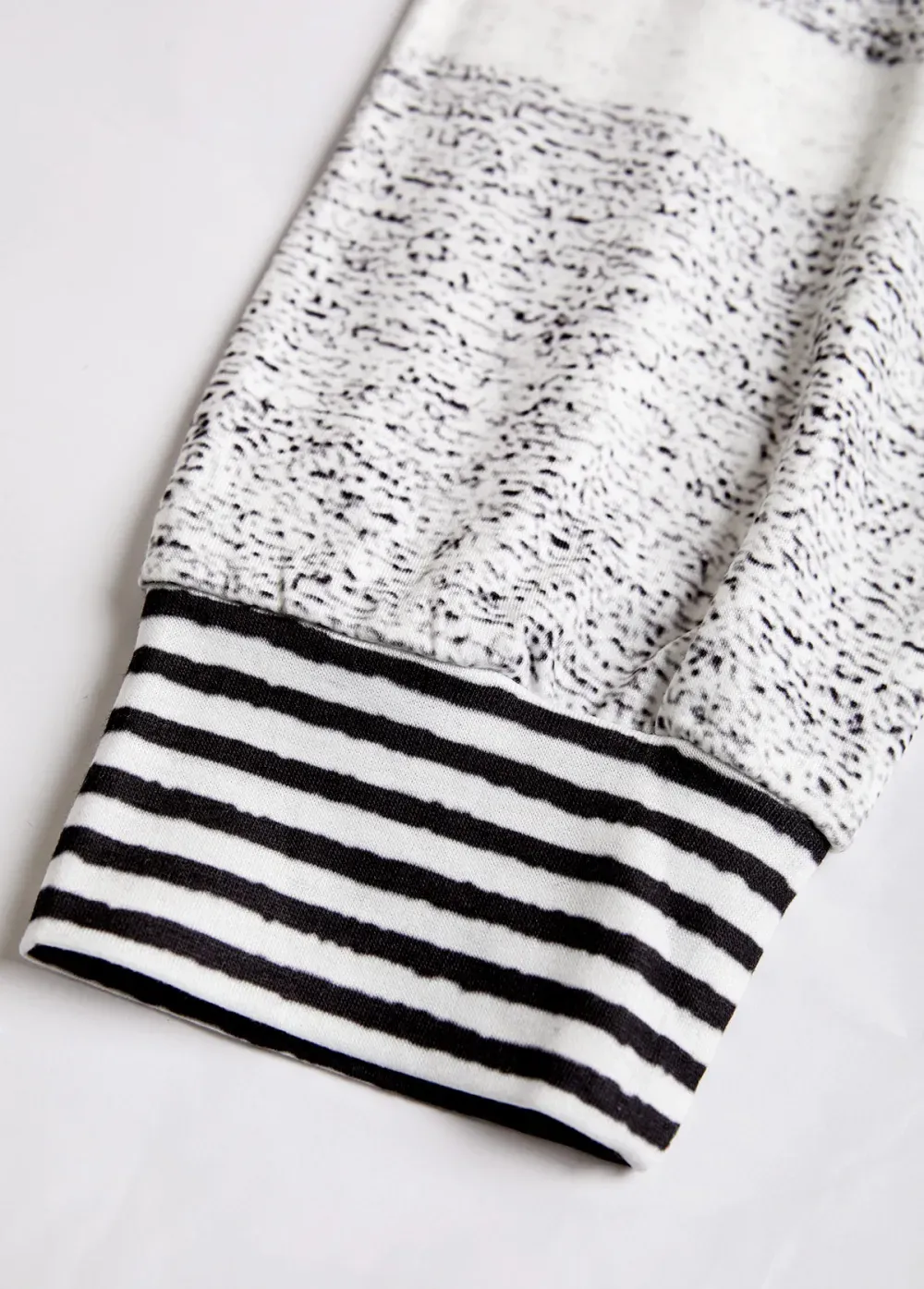 Black Zipper Striped Long Sleeve Turn Down Collar Sweatshirt