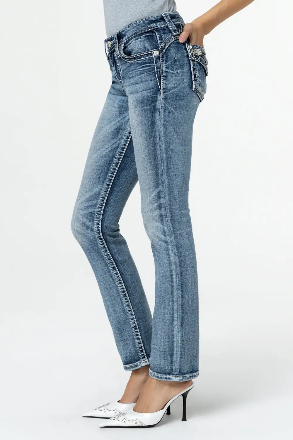 Coral Aztec Straight Jeans