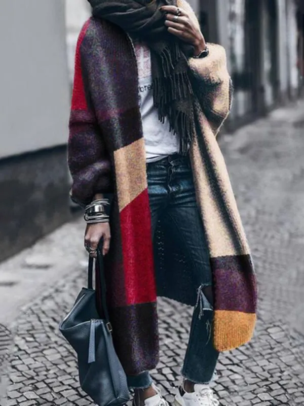 Casual Loose Colorblock Cardigan