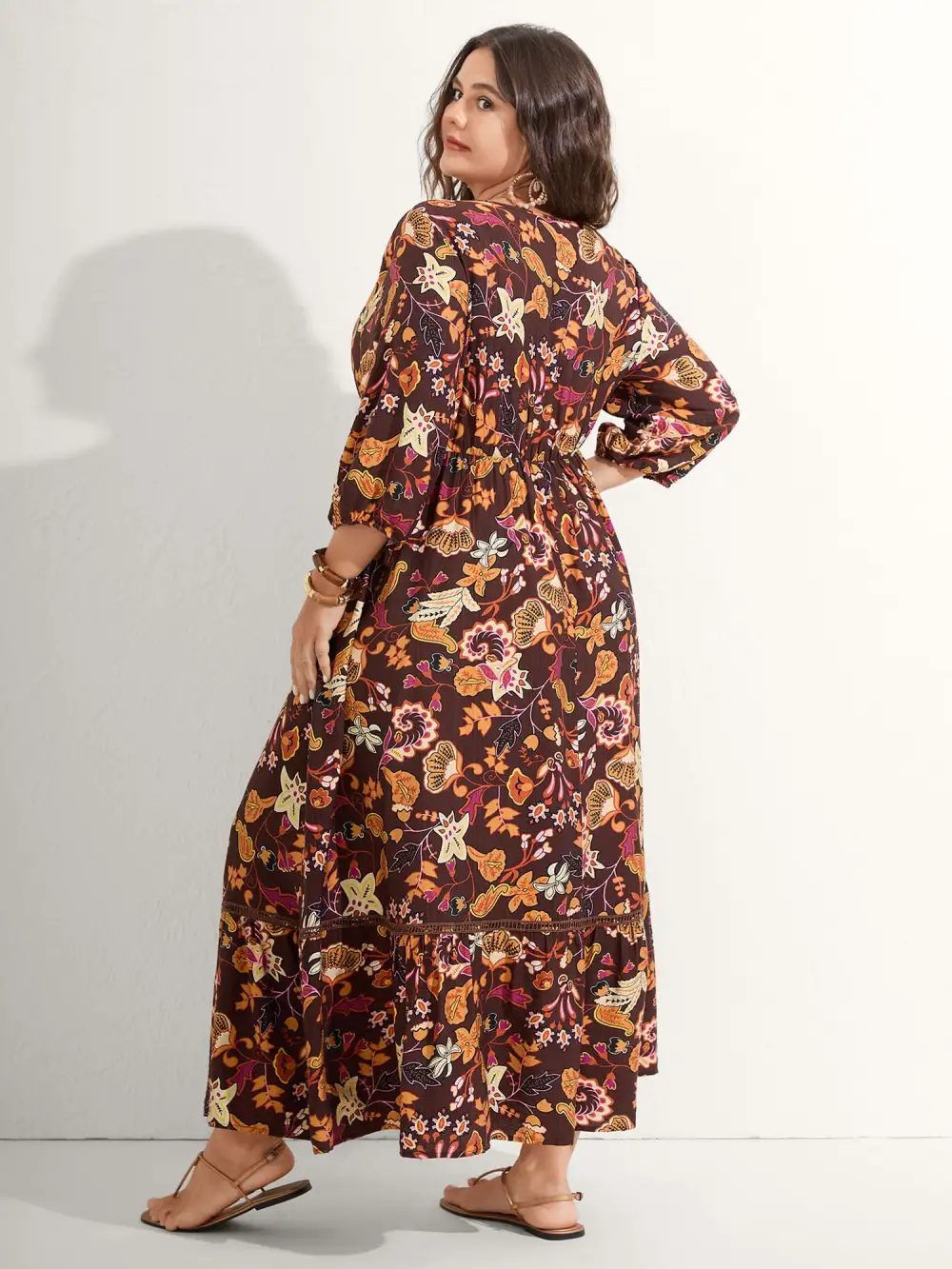 Boho Print Stretchy Waist Maxi Dress