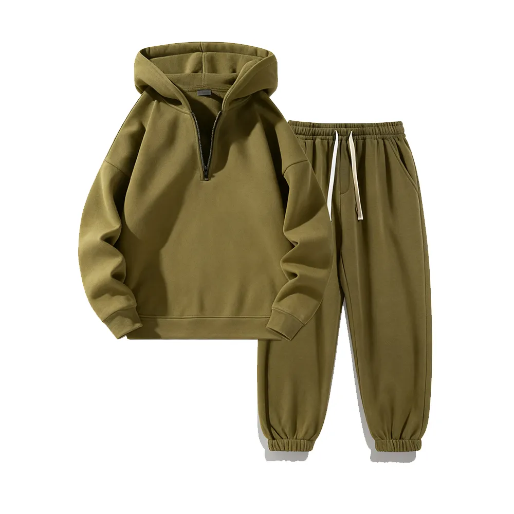 Men's 2-Piece Solid Zipper Hoodie & Sweatpants Set