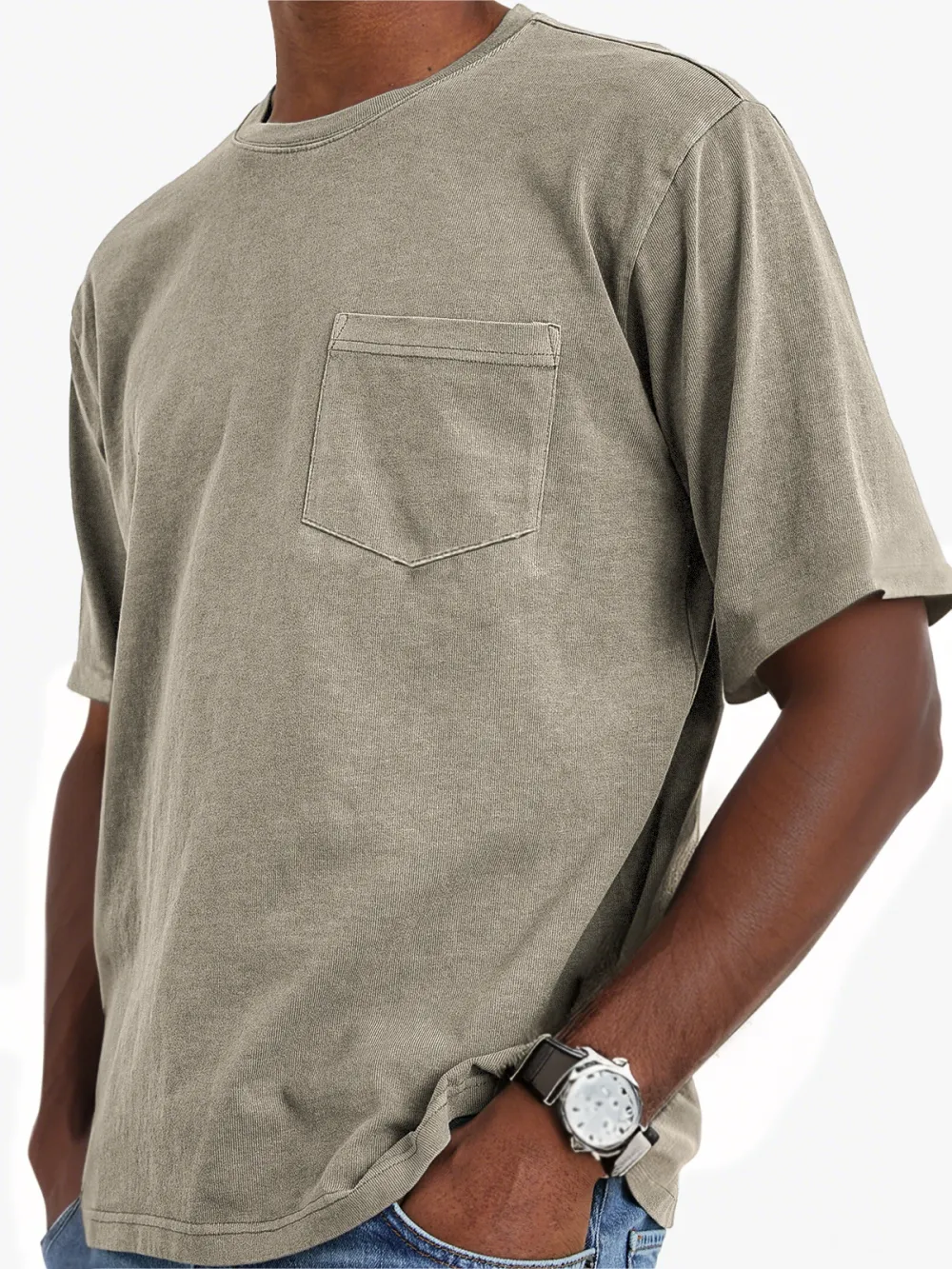 Men's Vintage Washed Distressed Pocket Short Sleeve T-Shirt