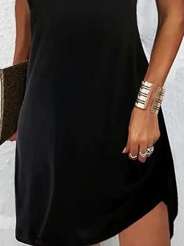 Women's Black Dress Summer Dress Contrast Lace Strap Mini Dress Cold Shoulder Daily Date Sleeveless Summer Spring