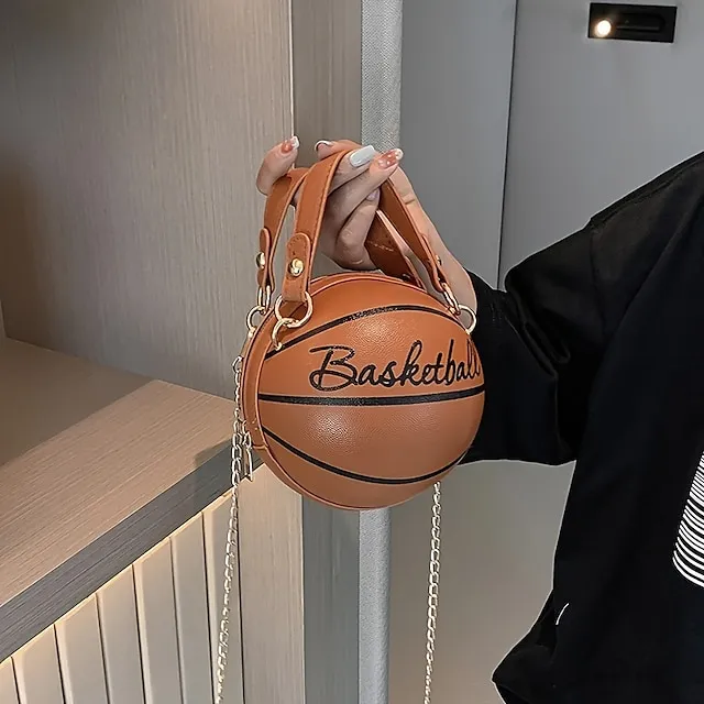 Women's Shoulder Bag PU Leather Party Daily Large Capacity Waterproof Durable White basketball White football Pink basketball