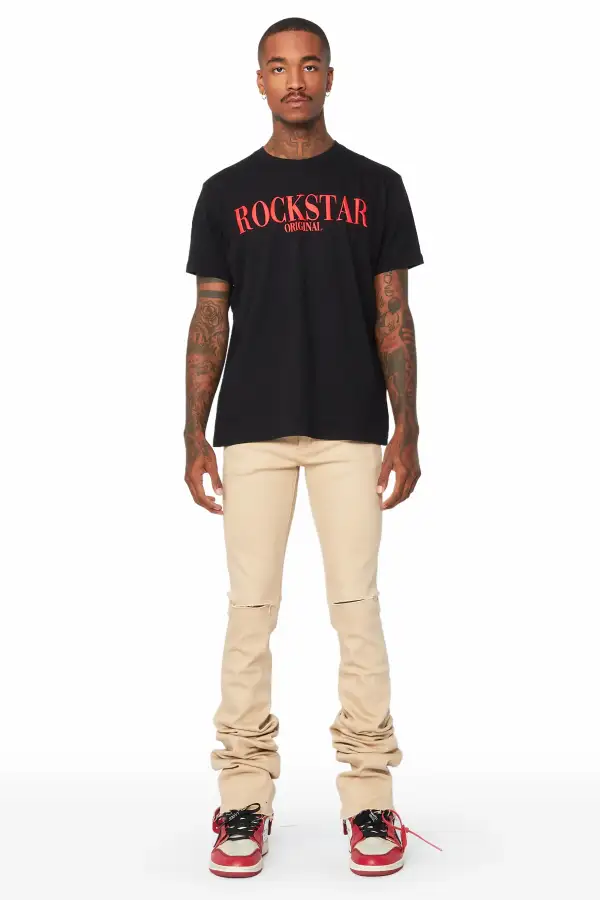 Faith Khaki Super Stacked Flare Jean