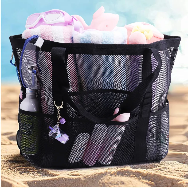 Mesh Black Open Hand Beach Bag