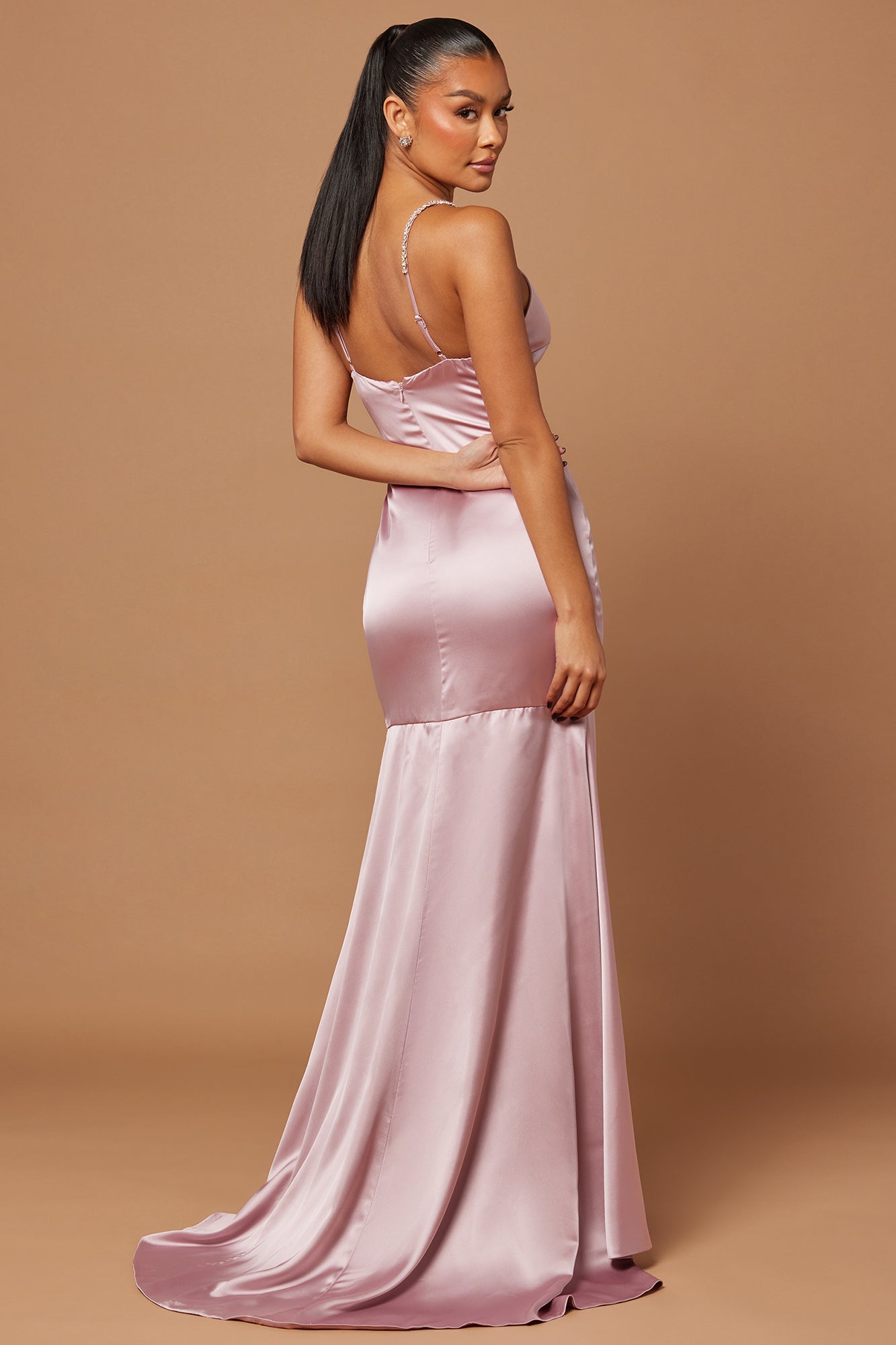 Helena Satin Gown - Mauve