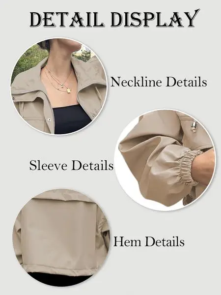 Women's Solid Zip Up Crop Jacket