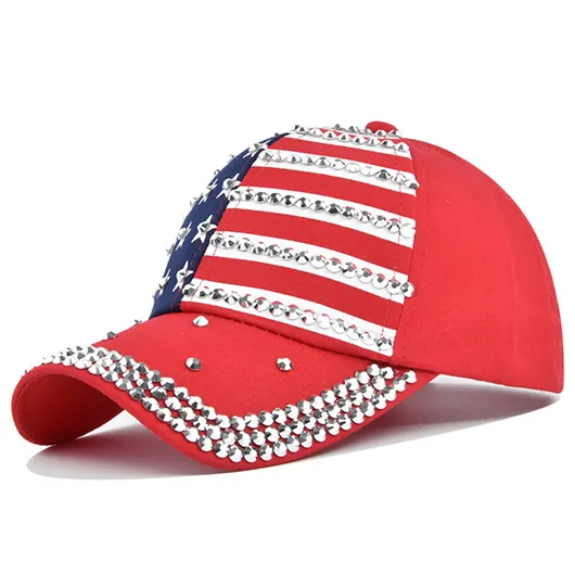 Hot Drilling American Flag White Striped Hat Baseball Cap