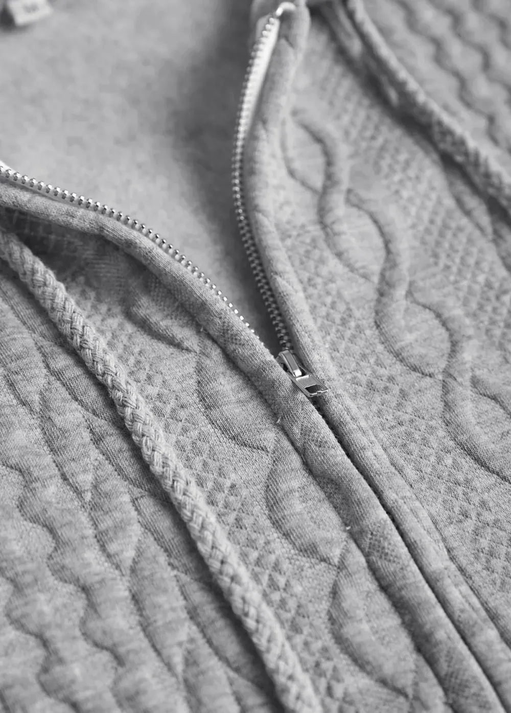 Grey Patchwork Long Sleeve Hooded Coat