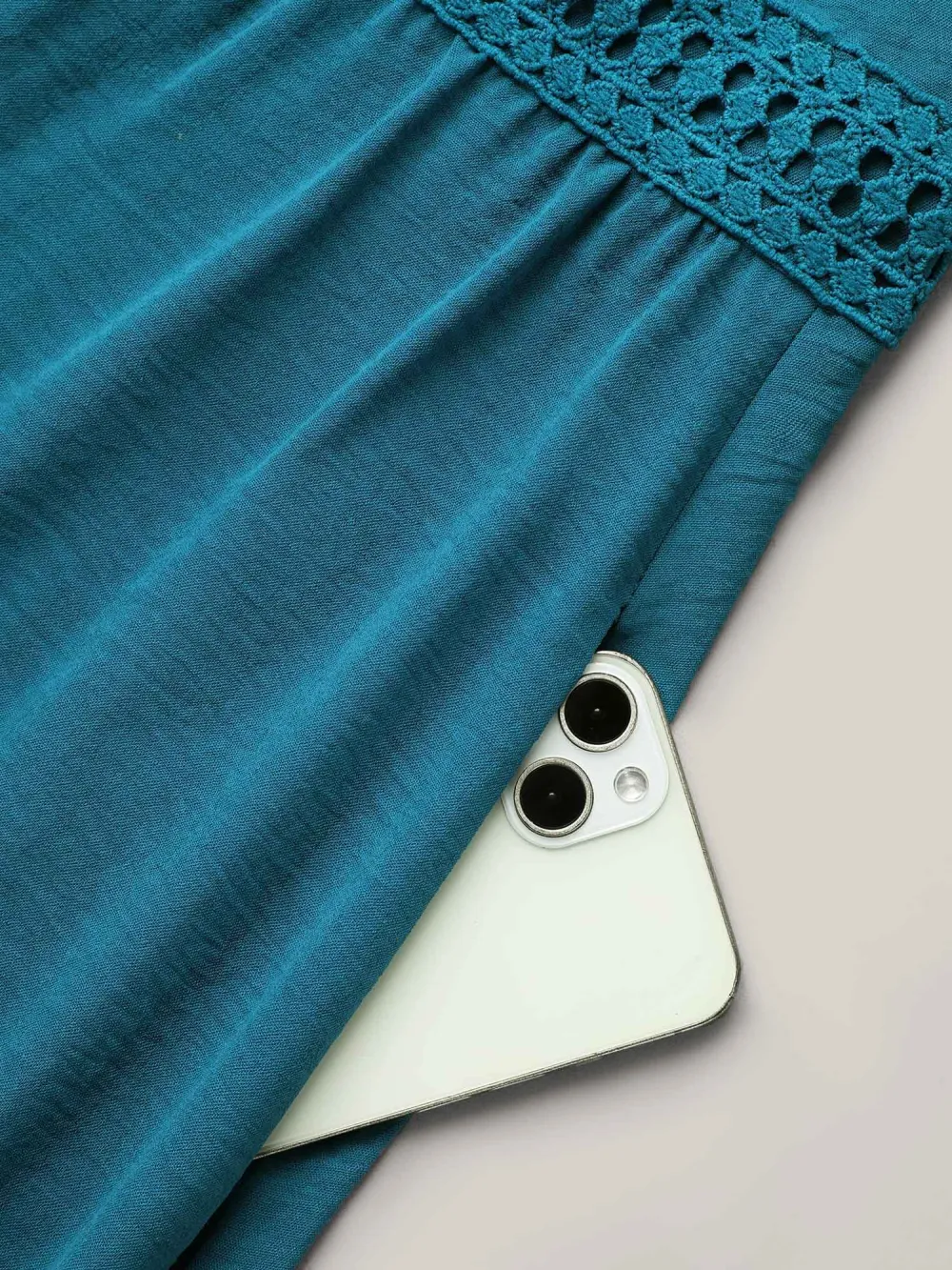 Lace Cut-Out Raglan Sleeve Pockets Midi Dress