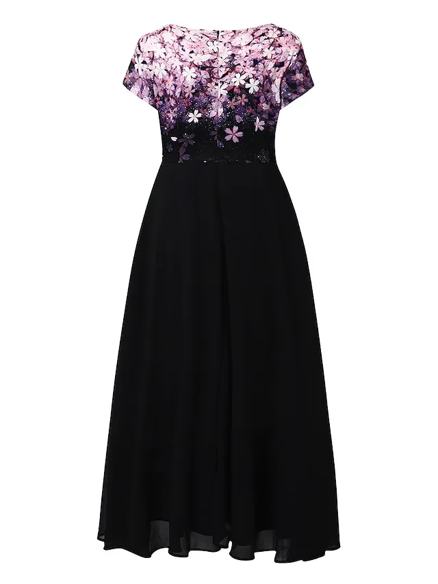 Women's Casual Dress Lace Dress Sheath Dress Midi Dress Black Blue Purple Short Sleeve Floral Ruched Fall Spring Summer V Neck Stylish Vacation Weekend 2023 S M L XL XXL 3XL 4XL 5XL