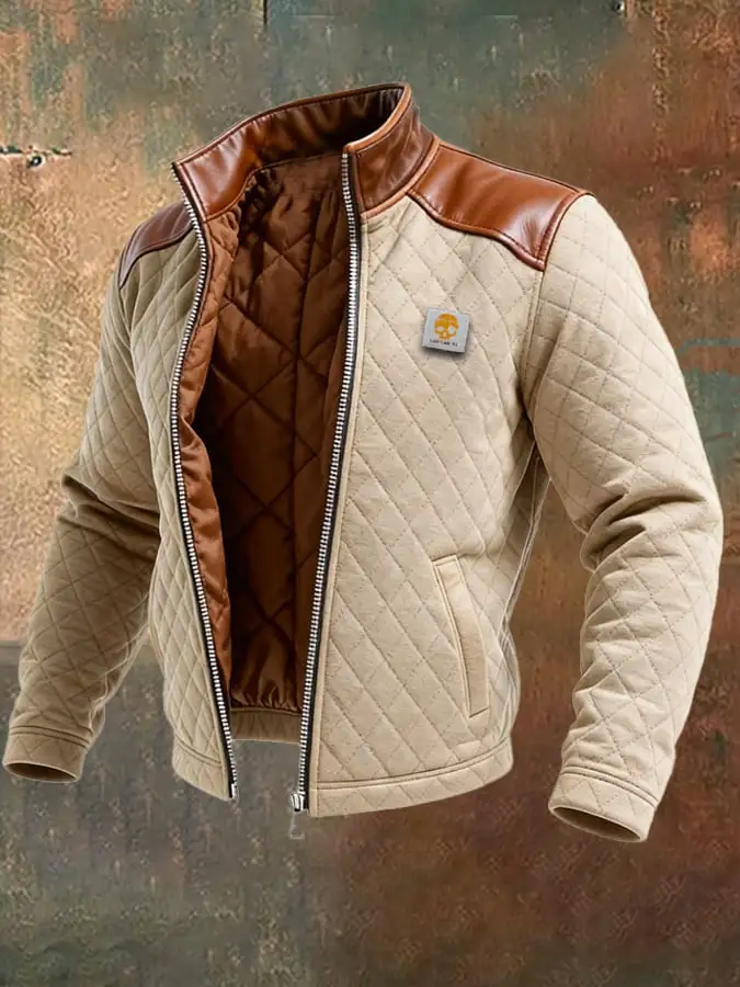 Men's Vintage Quilted Padded Warm Multi-Pocket Outdoor Jacket