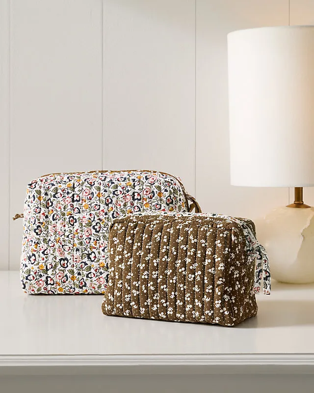 Quilted Cosmetic Bags - Set of 2