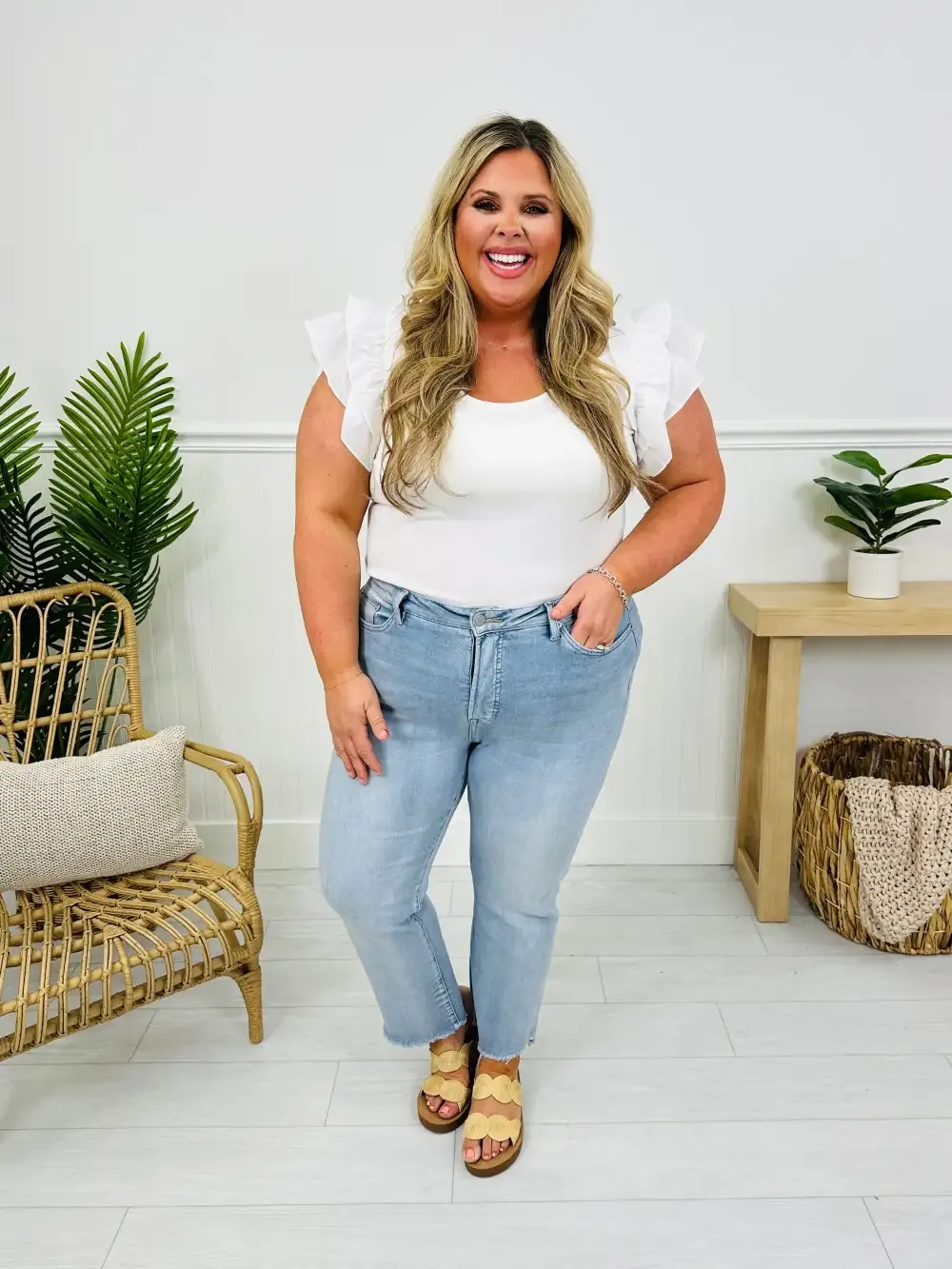 One Step Ahead Tummy Control Cropped Step Hem Jeans