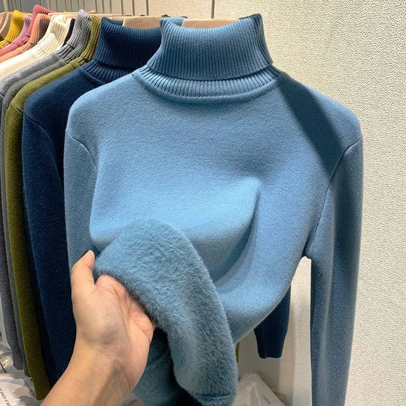 Thick turtleneck inner warm base layer sweater