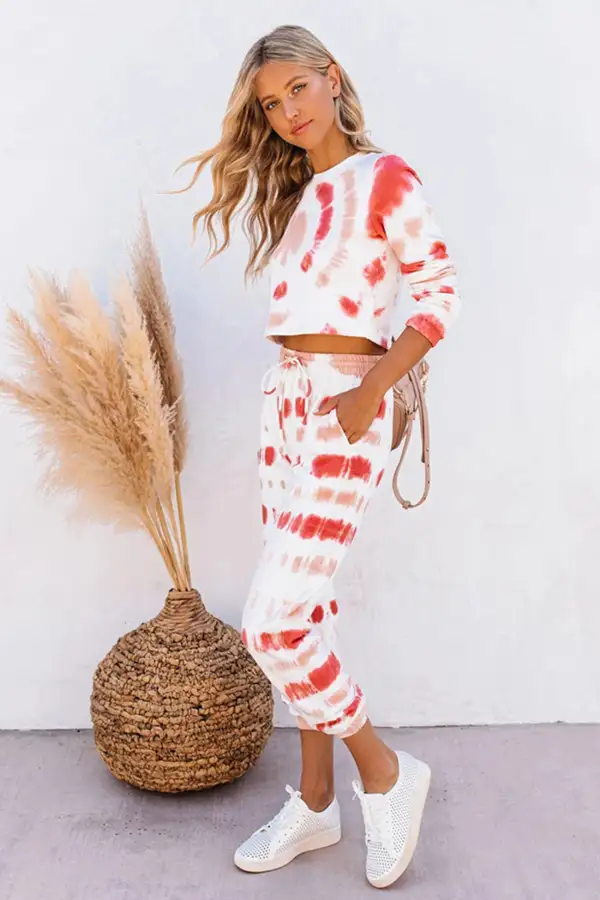 Tie-Dyed Sweatshirt Long Pants Set