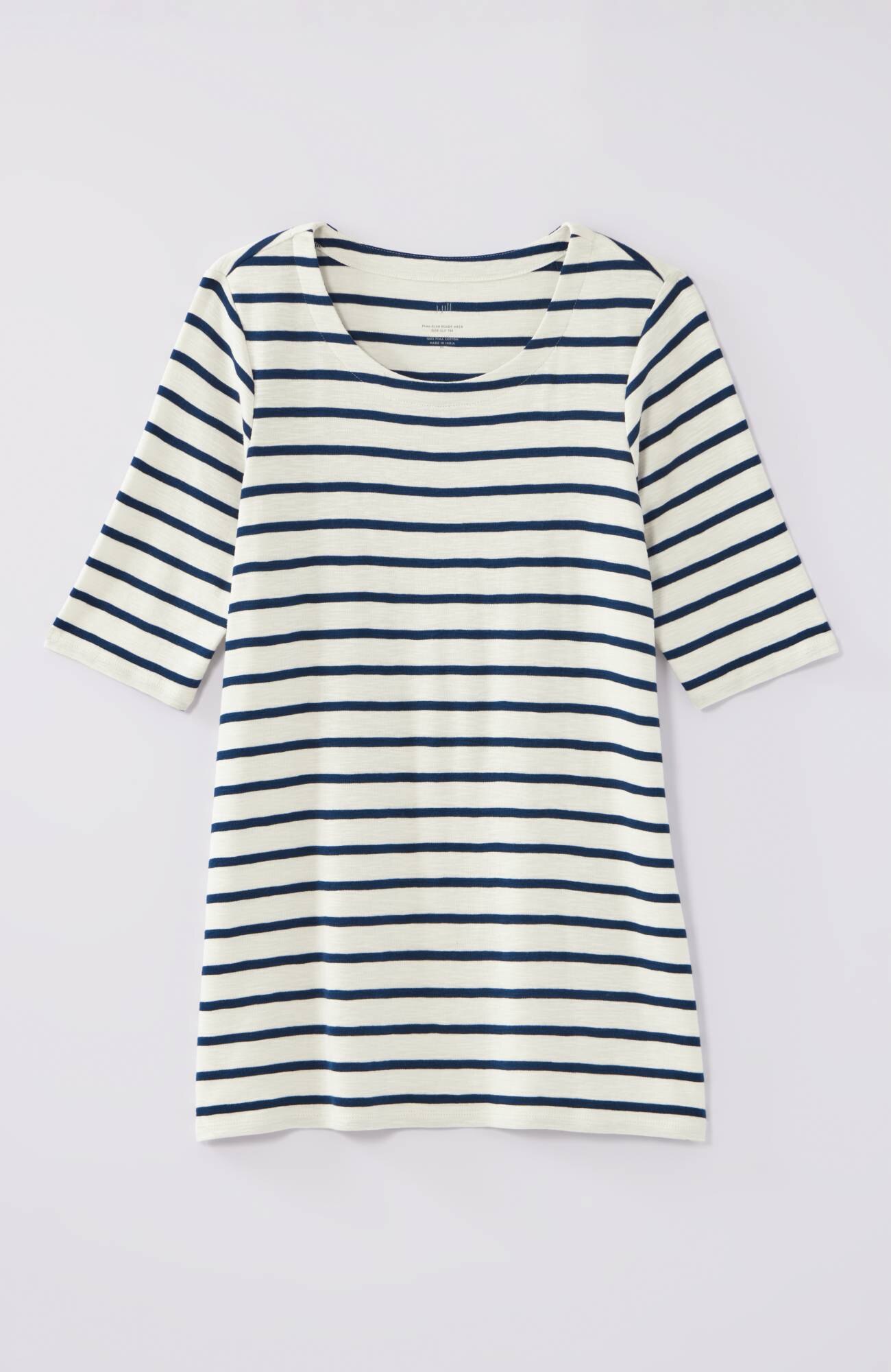 pima-slub scoop-neck side-slit tee