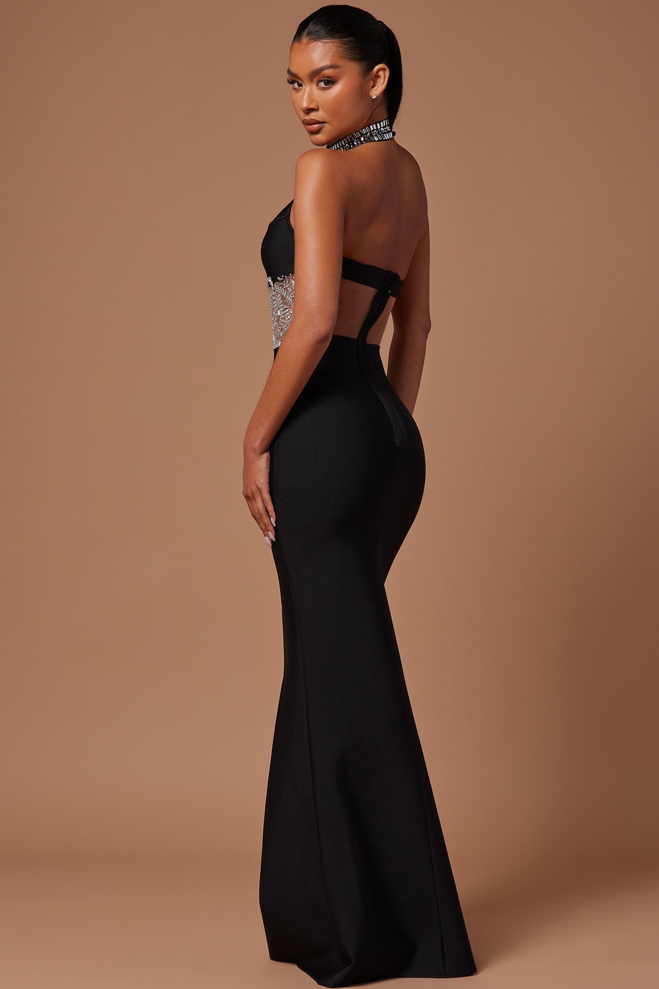Amira Embellished Gown - Black