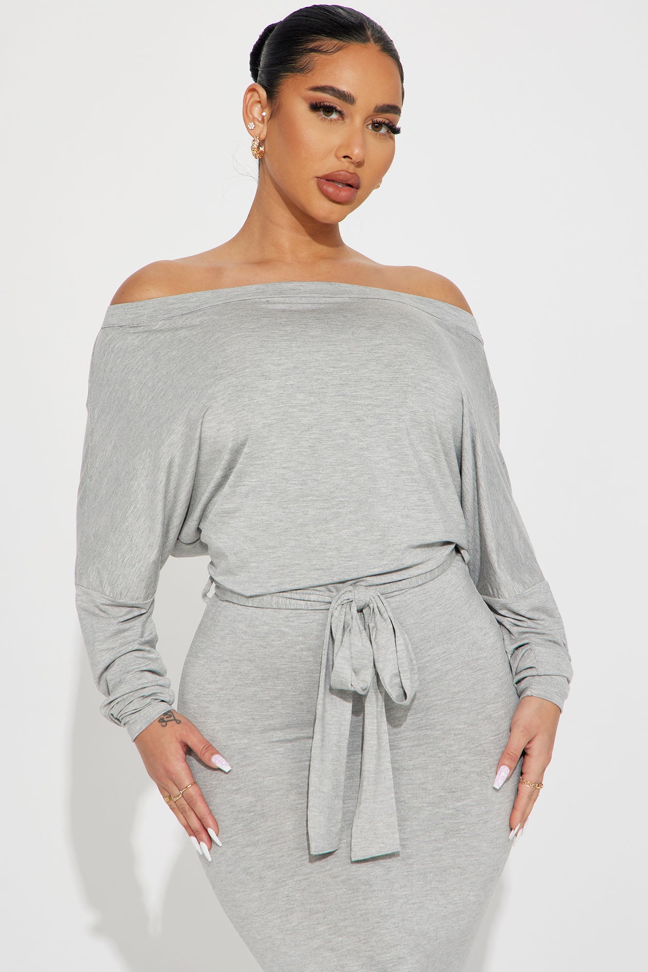 Midnight Stroll Maxi Dress  - Heather Grey