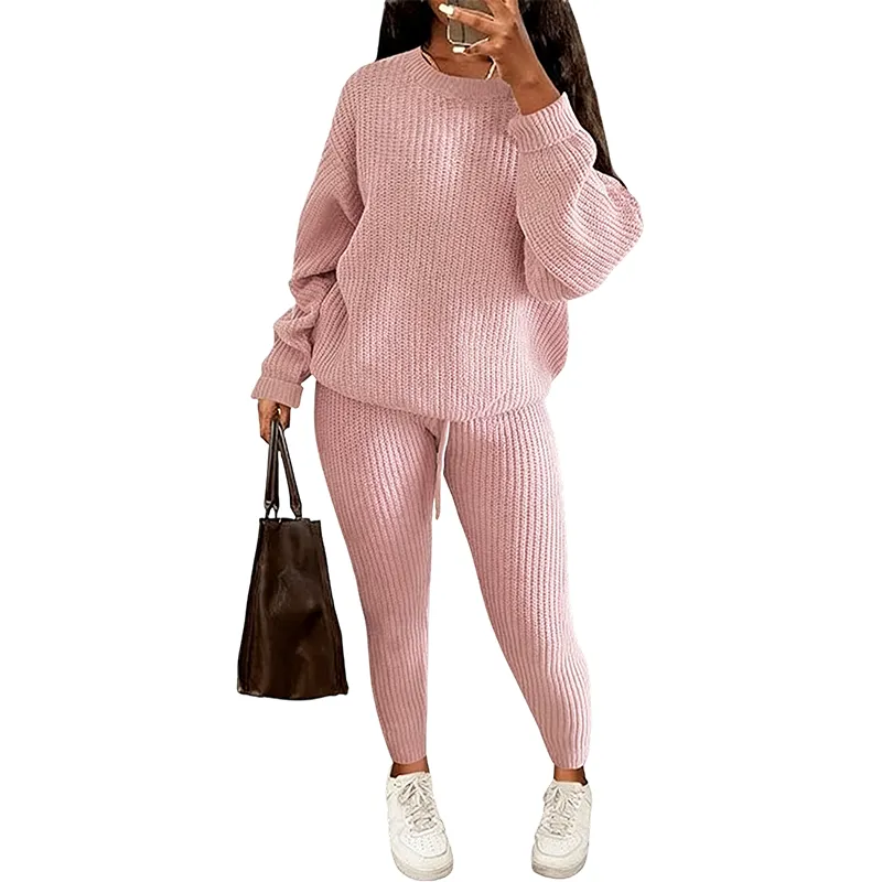 Women's Fall/Winter Solid 2-Piece Knit Set