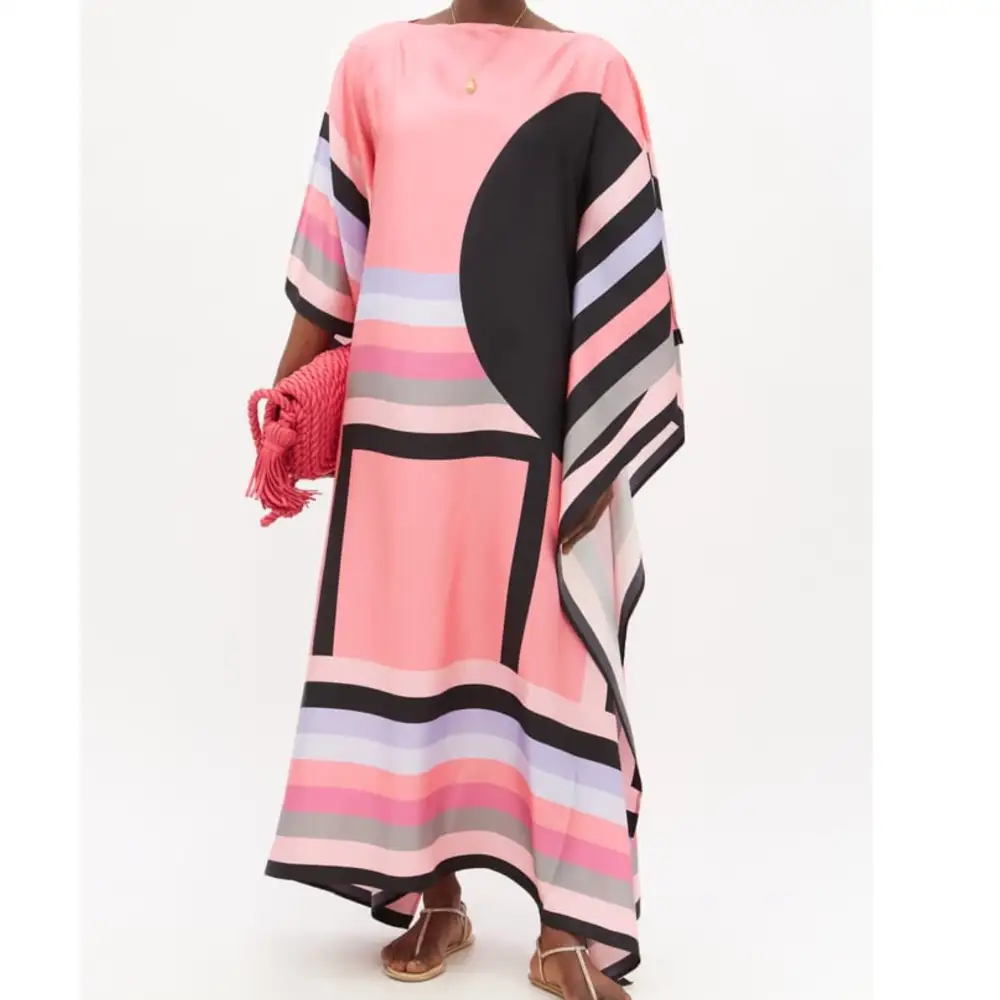 Pink Coco Bella Silk Crepe Kaftan Dress