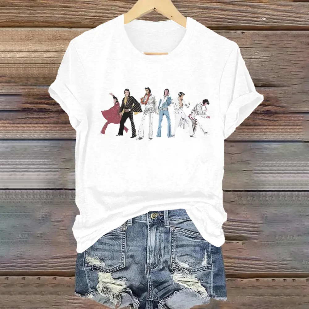 Women's Print Short Sleeve Round Neck Cotton T-Shirt