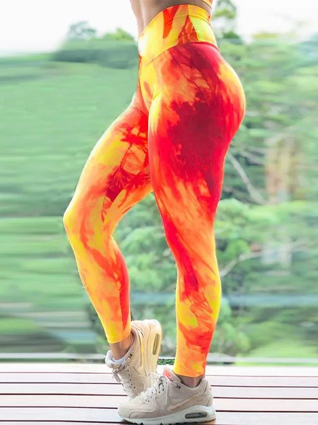 Women's Leggings Graphic Galaxy Tie Dye Print Full Length Micro-elastic High Waist Active Fashion Outdoor Yoga Leopard Print Sunset S M Fall Winter