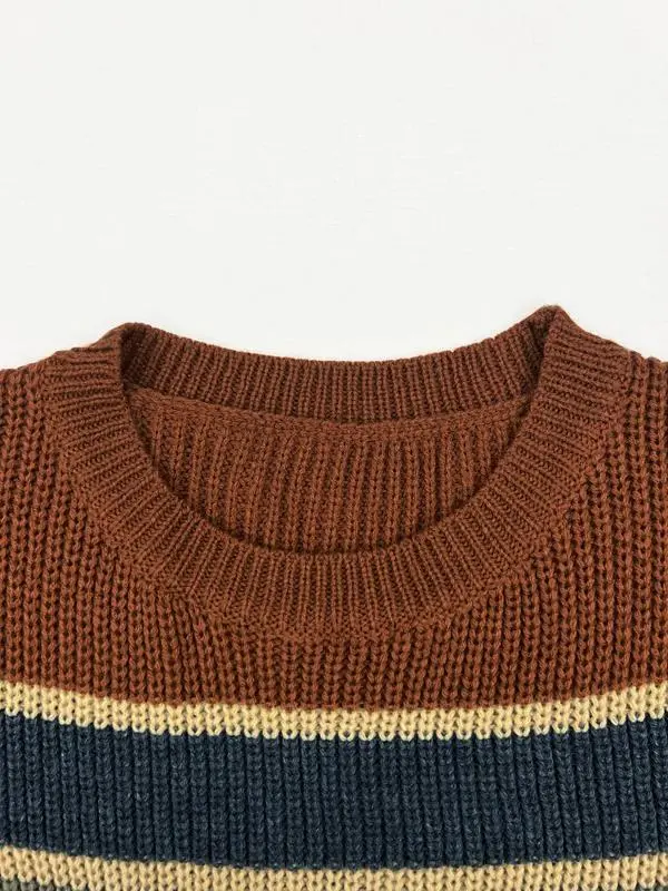 Women's Colorblock Striped Drop Shoulder Sweater