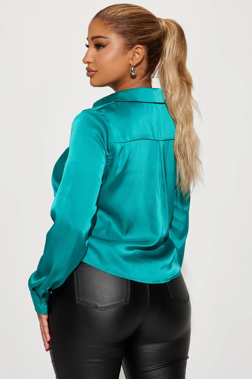Kathy Satin Shirt - Jade