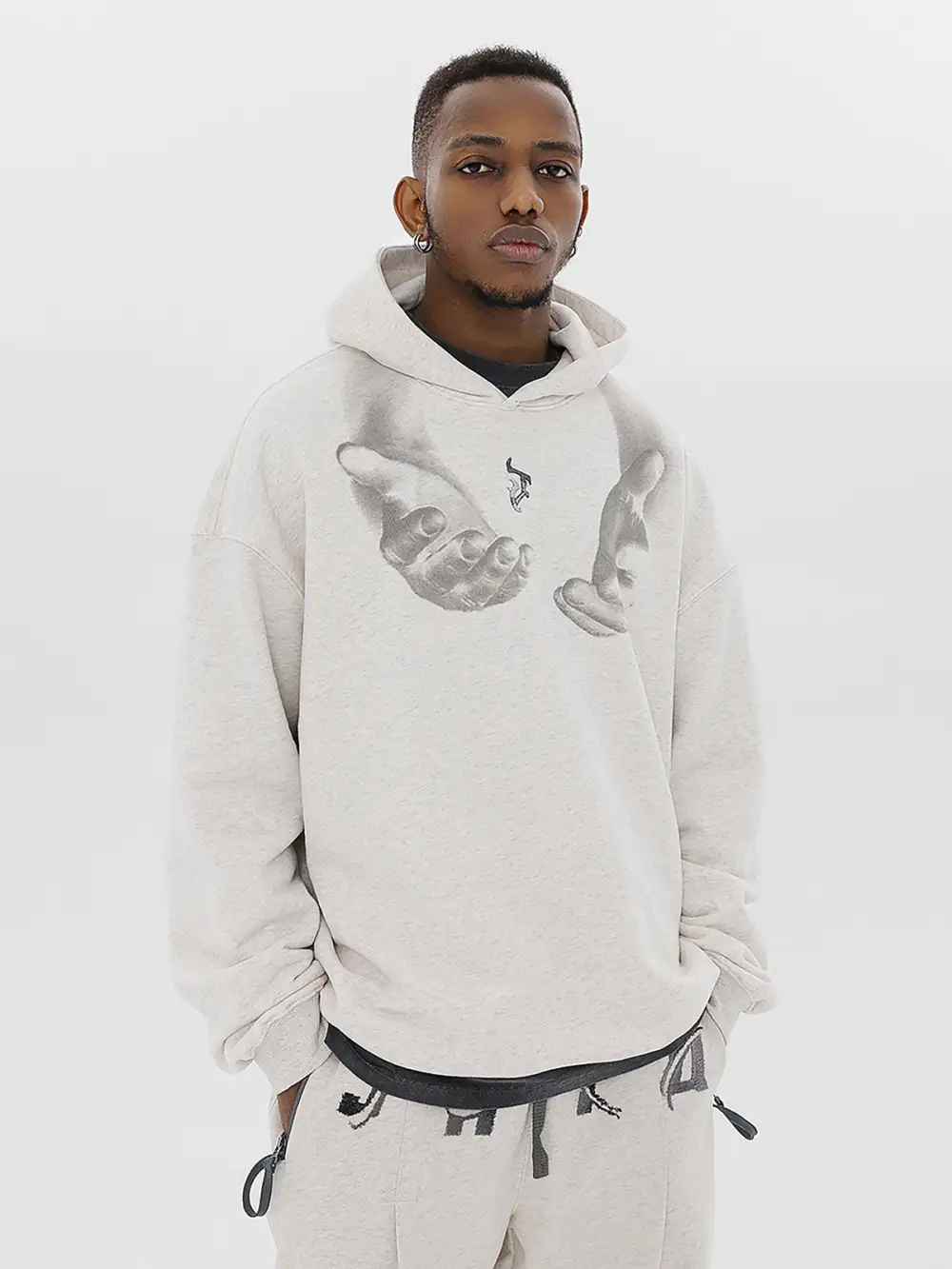 Monogram Embroidered Hand Print Hoodie - 1876