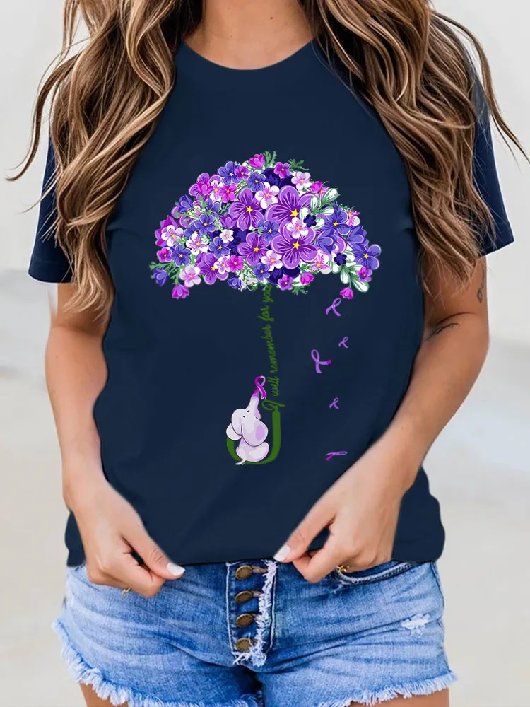 Women's I Will Remember For You Dementia Alzheimer's Disease Awareness Print T-Shirt