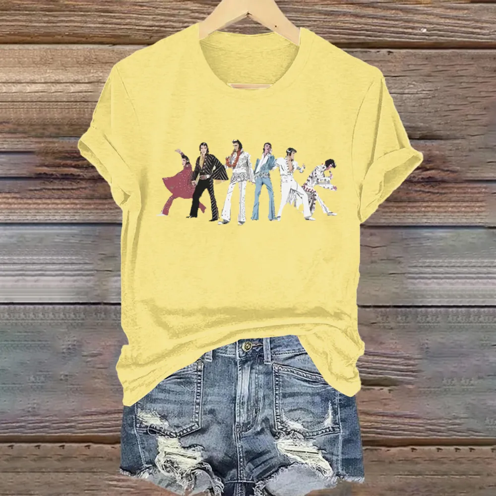 Women's Print Short Sleeve Round Neck Cotton T-Shirt