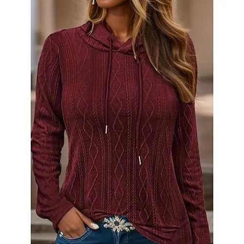 Women's Sweatshirt Plain Work Zipper Black White Pink Elegant Modern Loose Fit Crew Neck Long Sleeve Micro-elastic Spring Fall