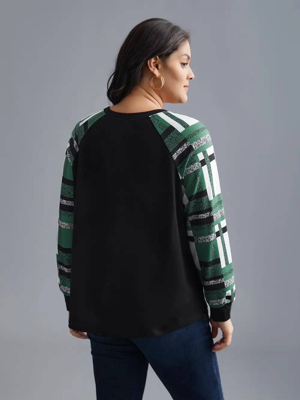 Colorblock Contrast Raglan Sleeve Sweatshirt
