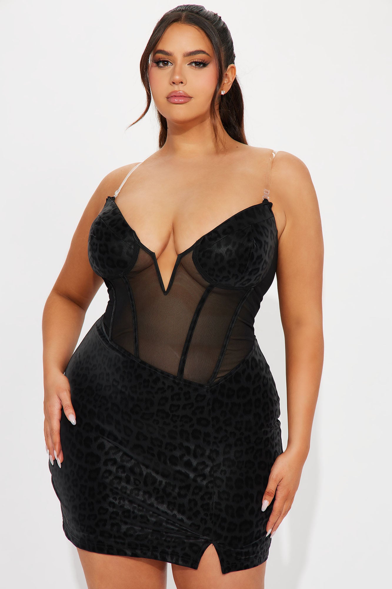 Running Wild Leopard Mini Dress - Black
