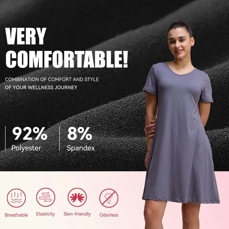 Women's Casual T-Shirt Dress with Pockets – Short Sleeve, Relaxed Fit