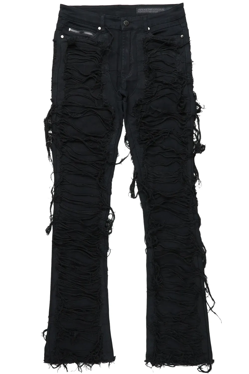 Conrad Jet Black Stacked Flare Jean