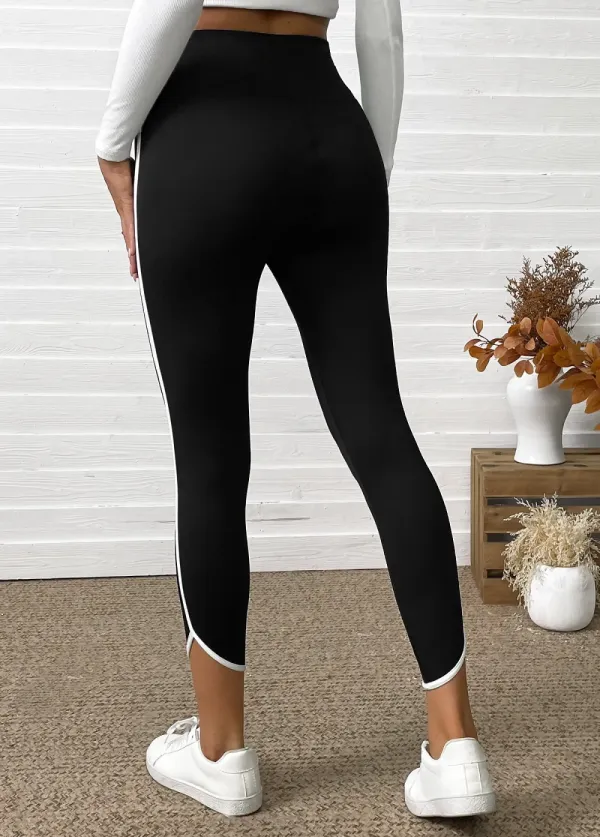 Black High Waisted Capri Elastic Waist Leggings