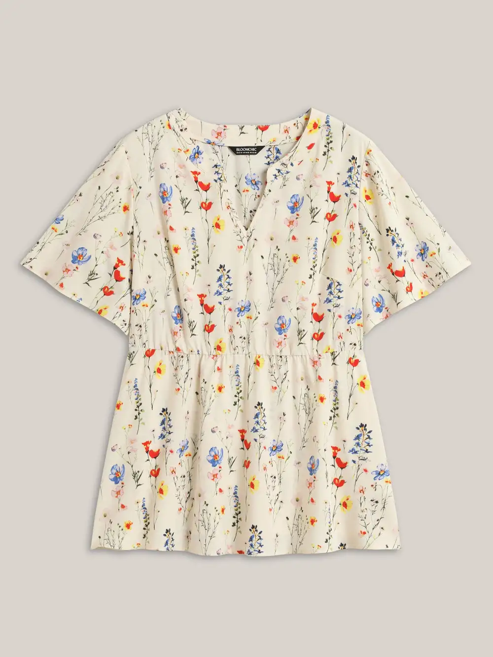 Branch Floral Print Notched Collar Blouse