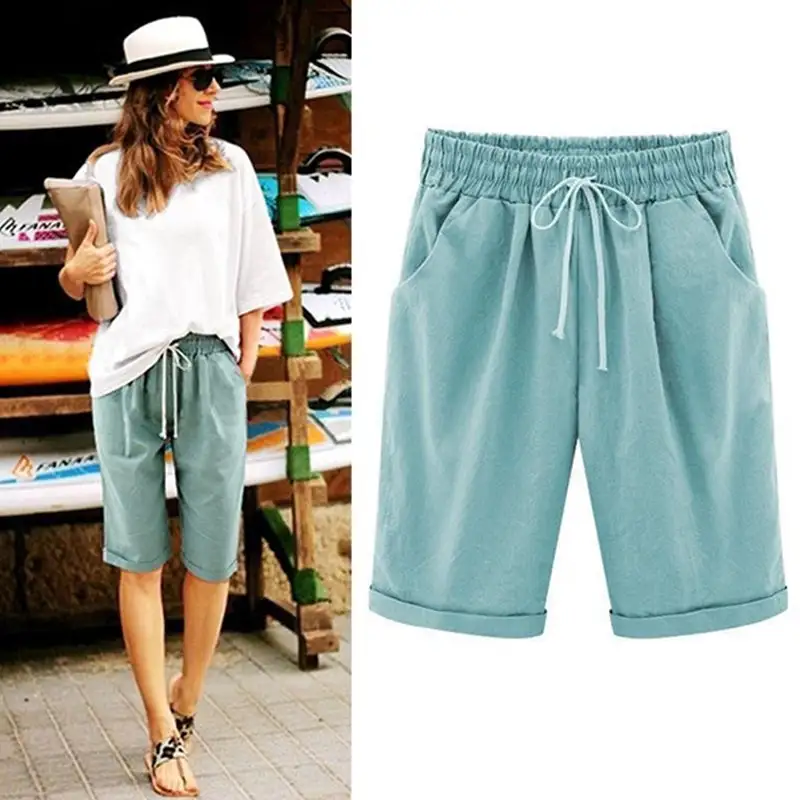 WOMEN'S FASHION ELASTIC WAISTBAND PLUS SIZE LOOSE SHORTS