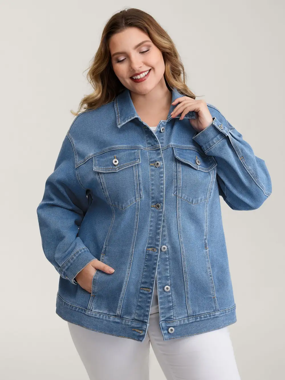 Supersoft Chest Flaps Button-Down Denim Jacket