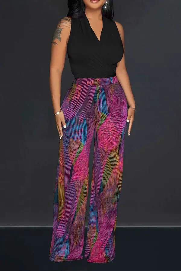 Ripple Print Strappy Pant Set