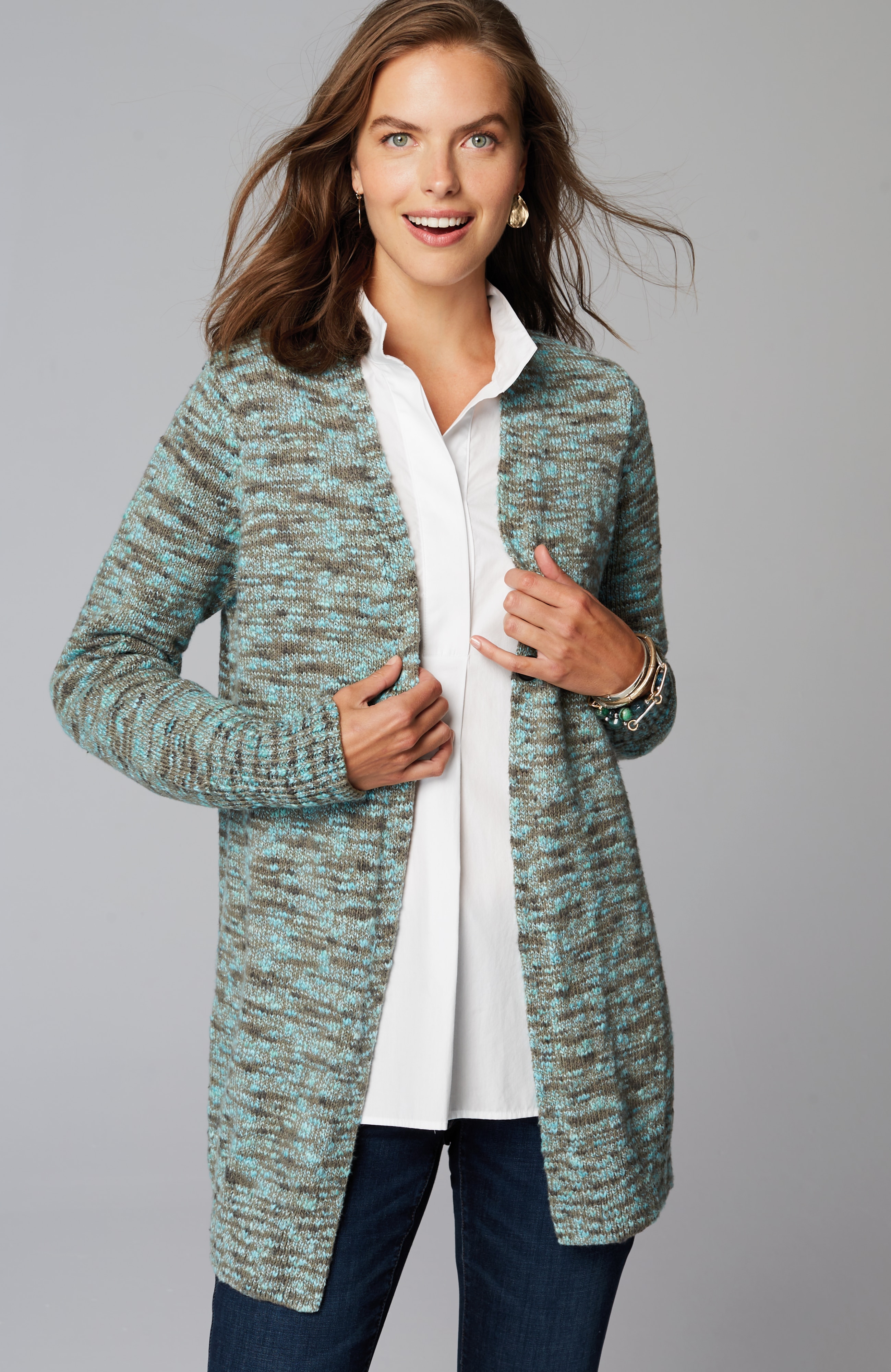 Slub-Textured Space-Dyed Cardi