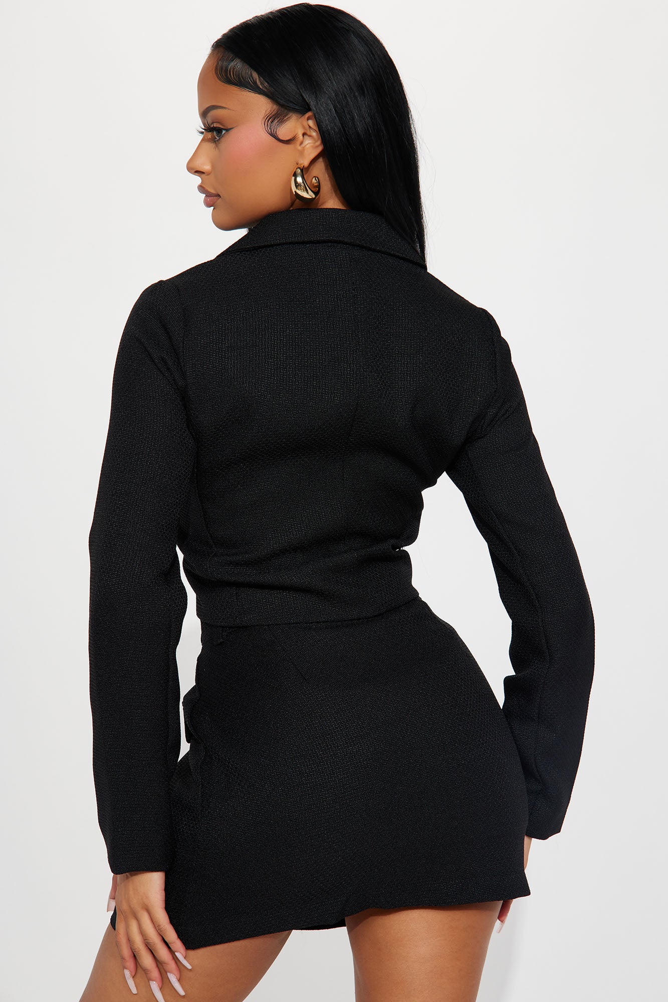 Clocked Out Tweed Skirt Set - Black