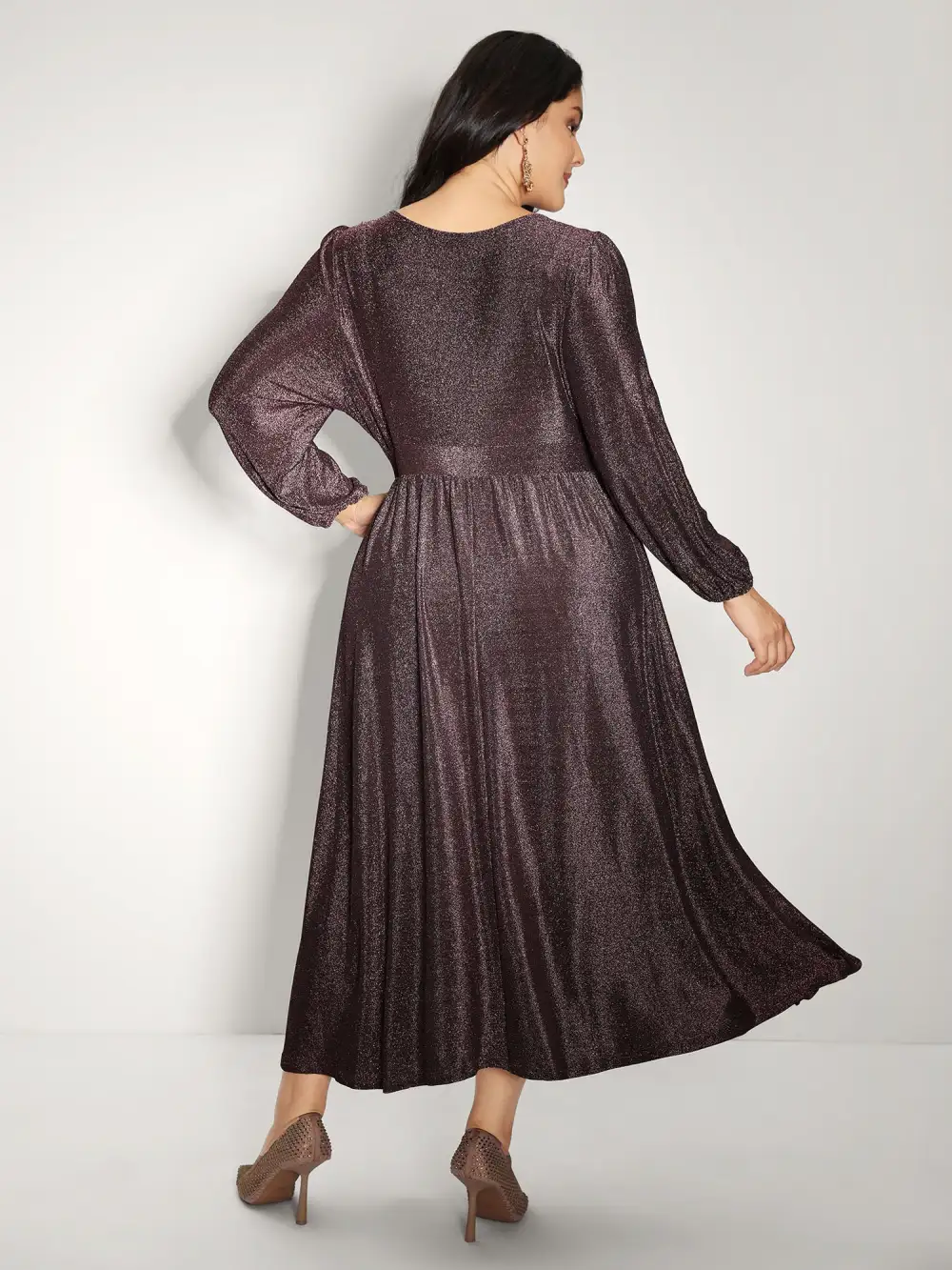 Heather Stretchy Split Hem Pockets Maxi Dress