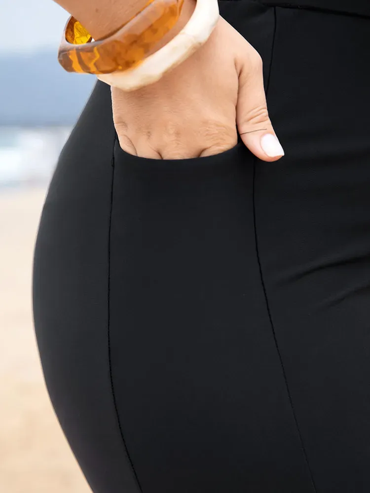 High Waist Pocket Side Swim Shorts