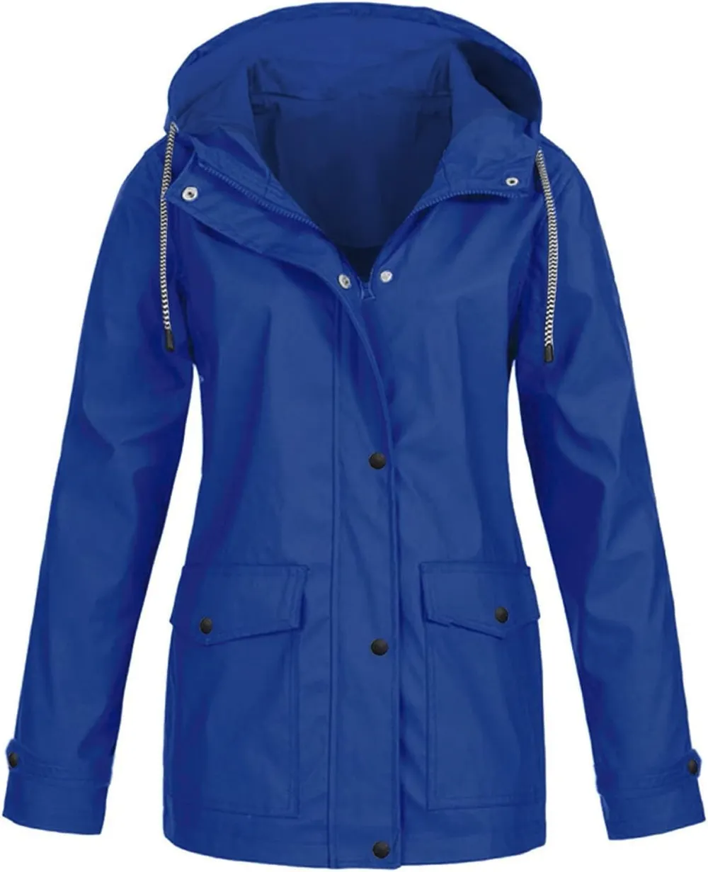 Rain Jackets For Women Waterproof With Hood Lightweight Casual Anorak Travel Hiking Coats with Pockets 720