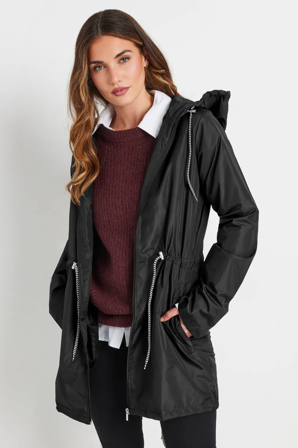 LTS Tall Black Dalmatian Print Pocket Parka